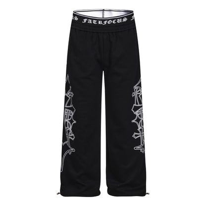Letter Print Deconstruction Wide Leg Sweatpants WN26110