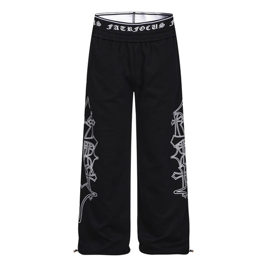Letter Print Deconstruction Wide Leg Sweatpants WN26110