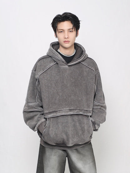 Washed Deconstructed Splicing Oversize Hoodie WN24472