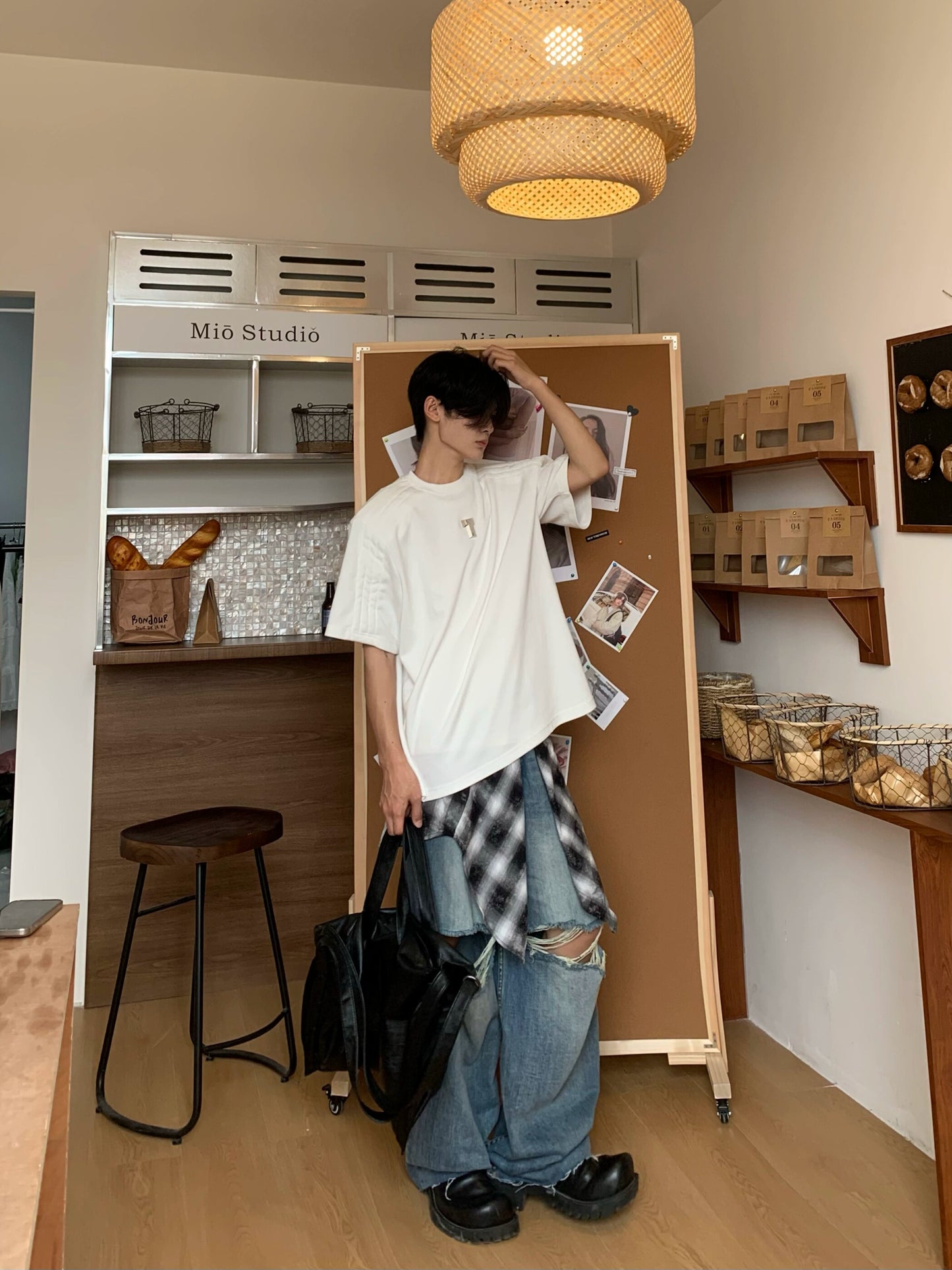 Metal Detail Oversize Short Sleeve T-Shirt WN19849