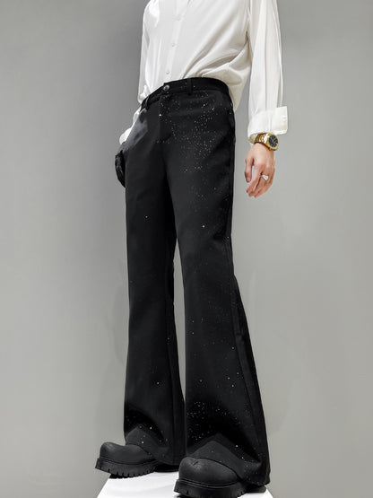Foil Star Print High Waist Flare Trousers WN23876