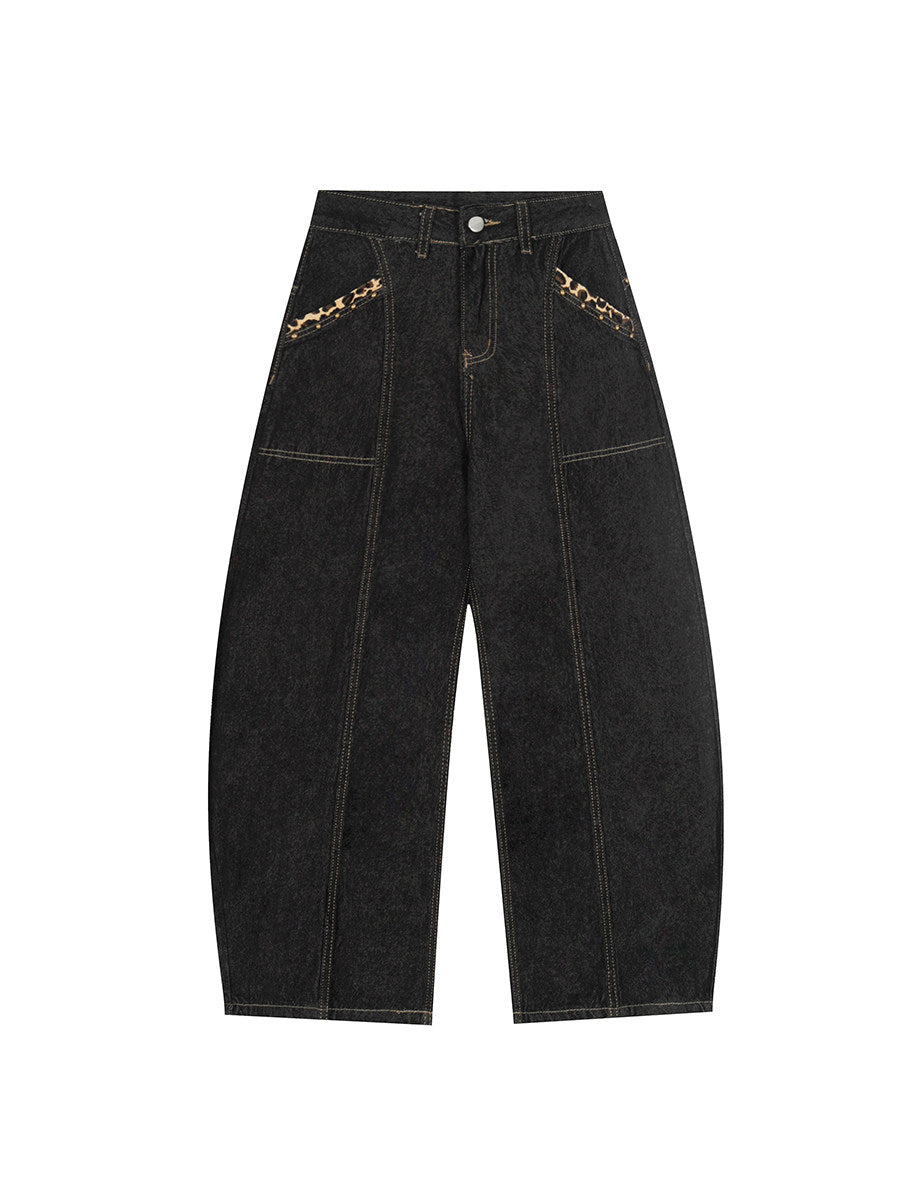 Embroidery Wash Wide Leg Denim Jeans WN24185
