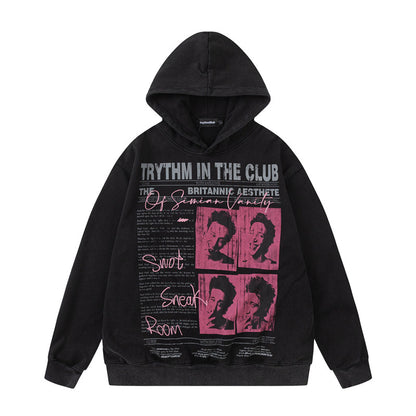 Letter Photo Print Oversize Hoodie WN24290