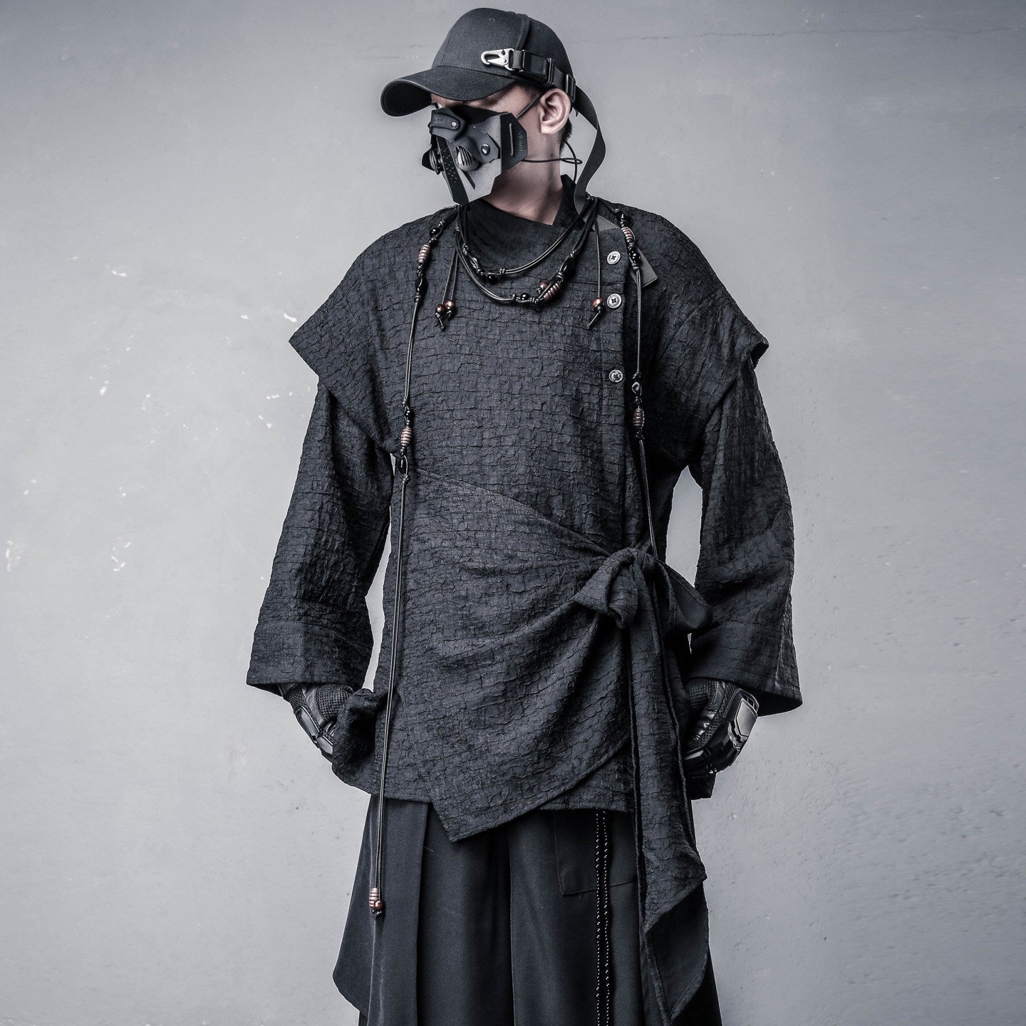 Deconstruct Fake Layered Strap Long Sleeve Shirt WN22526