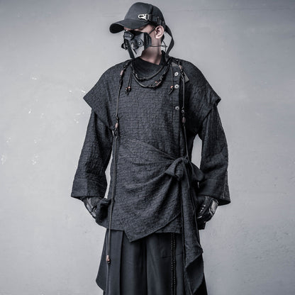 Deconstruct Fake Layered Strap Long Sleeve Shirt WN22526