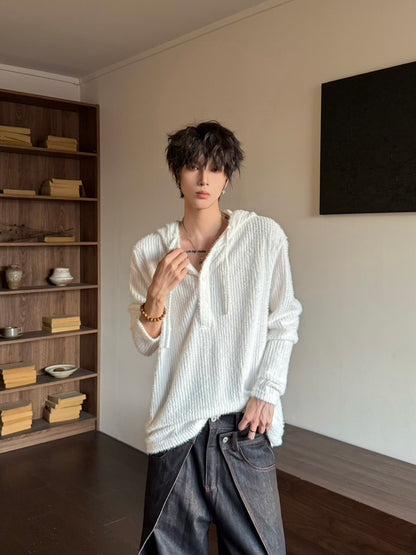 Hooded Drawstring Oversize Soft Knit Sweater WN23151