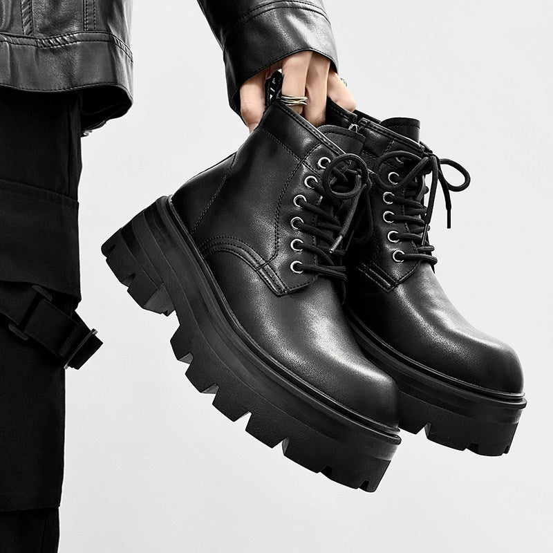 Lace Up Thick Sole Short Boots WN24562