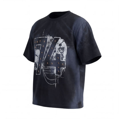 Rivet Wash Damage Cotton Short Sleeve T-Shirt WN25595