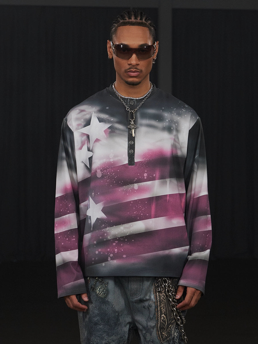 Graffiti Star Print Long Sleeve T-Shirt WN17146