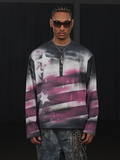 Graffiti Star Print Long Sleeve T-Shirt WN17146