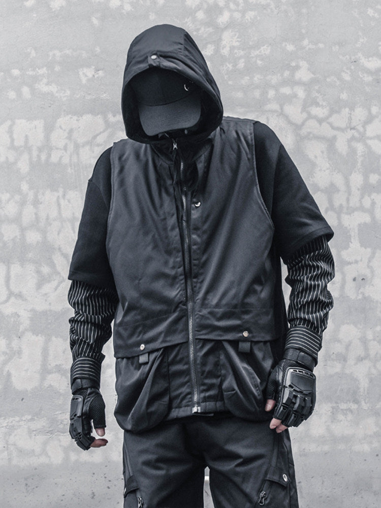 Functional Hooded Fleece Lining Sleeveless Vest WN22544