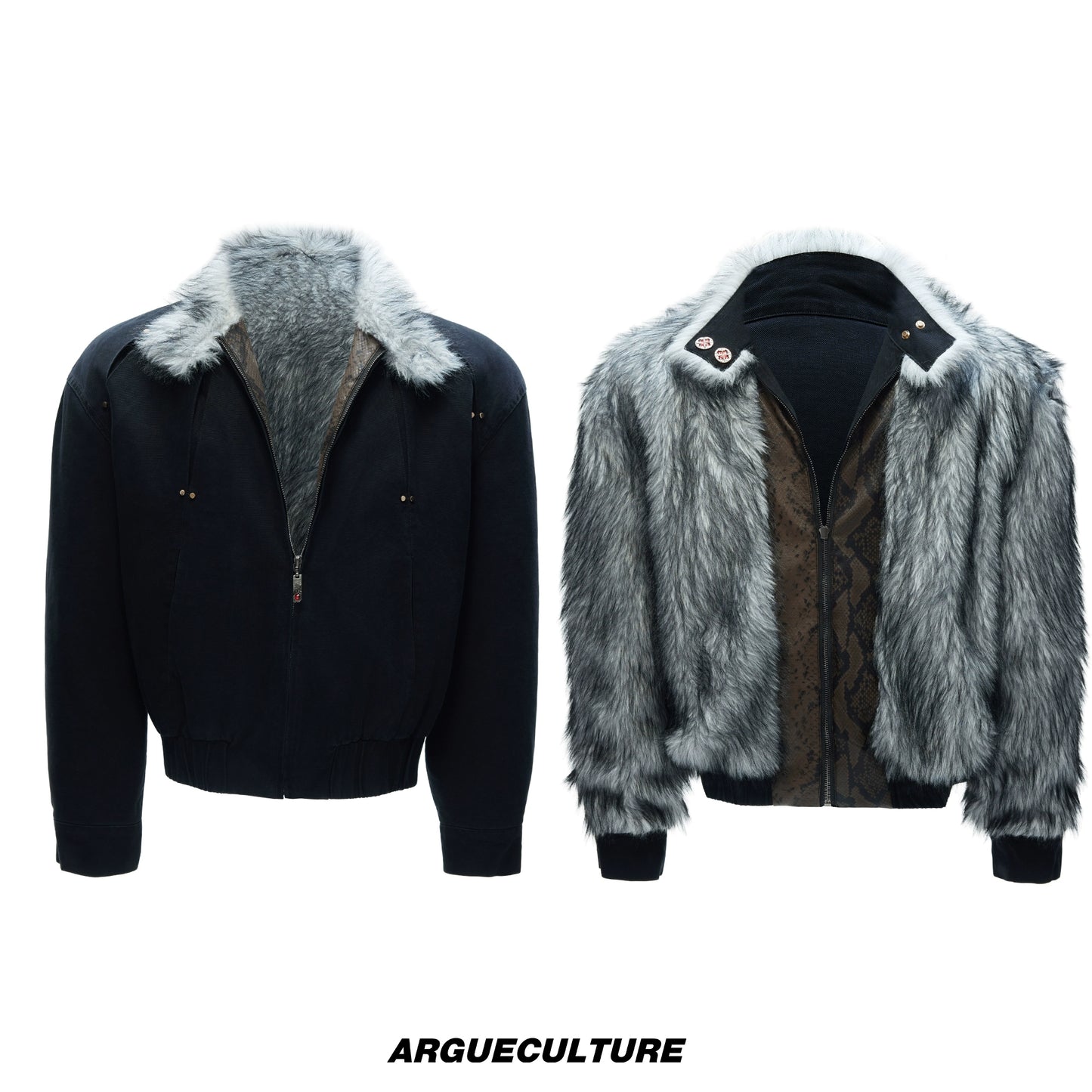 Fake Fur Collar Heavyweight Wash Canvas Puffer Jacket WN22624