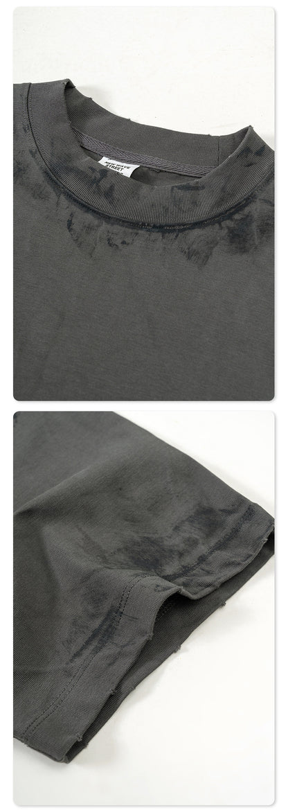 Washed Damage Oversize Heavyweight Short Sleeve T-Shirt WN6072