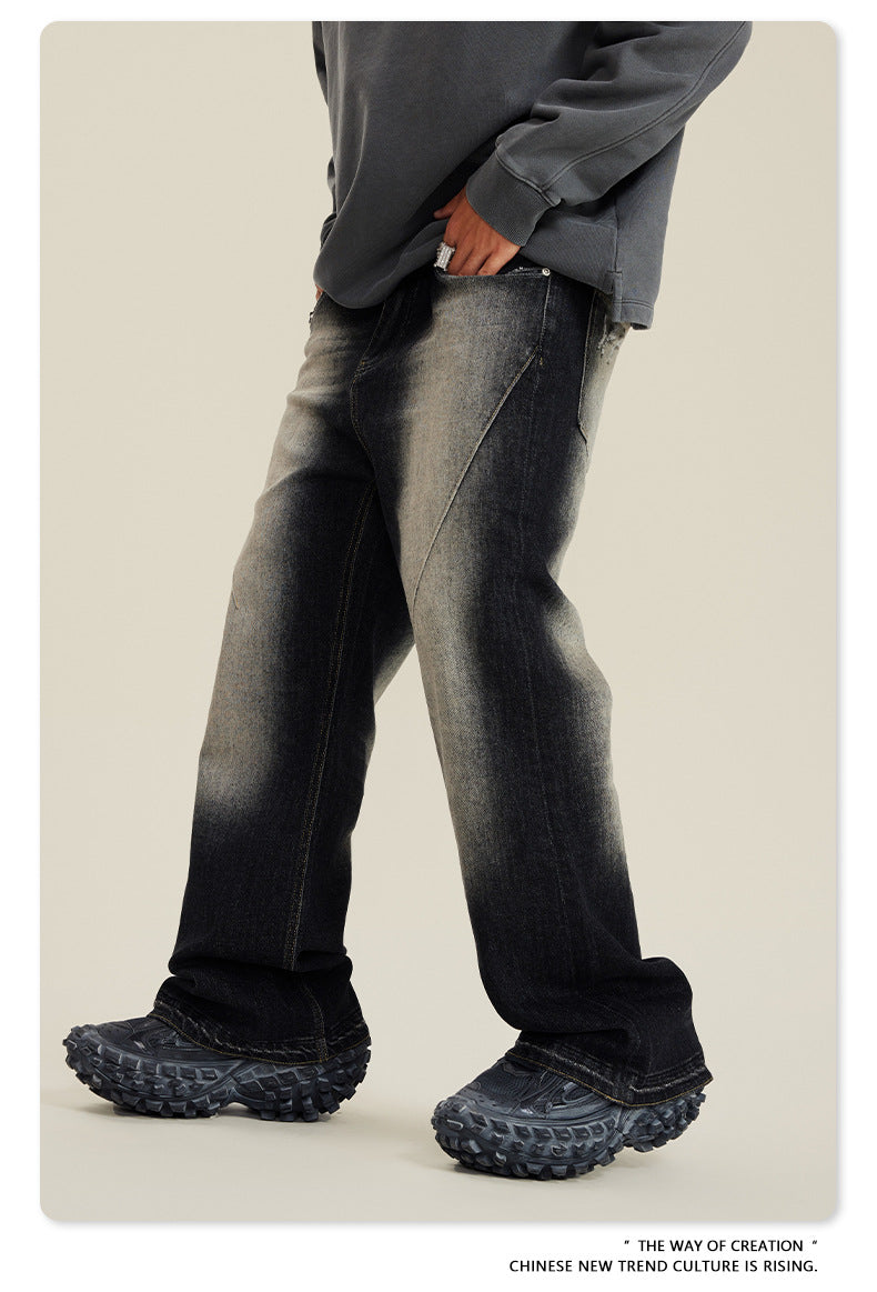 Washed Damage Flare Denim Jeans WN6415