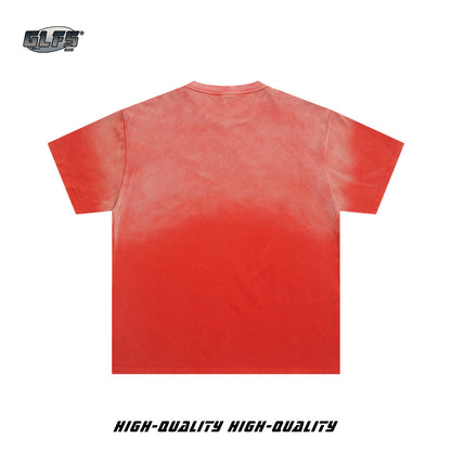 Rhinestone Washed Gradient Graphic Short Sleeve T-Shirt WN26545