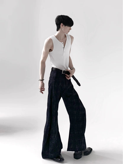 Textured Curved Wide Leg Pants WN20347