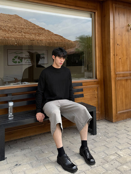 Rib Texture Long Sleeve T-Shirt WN24921
