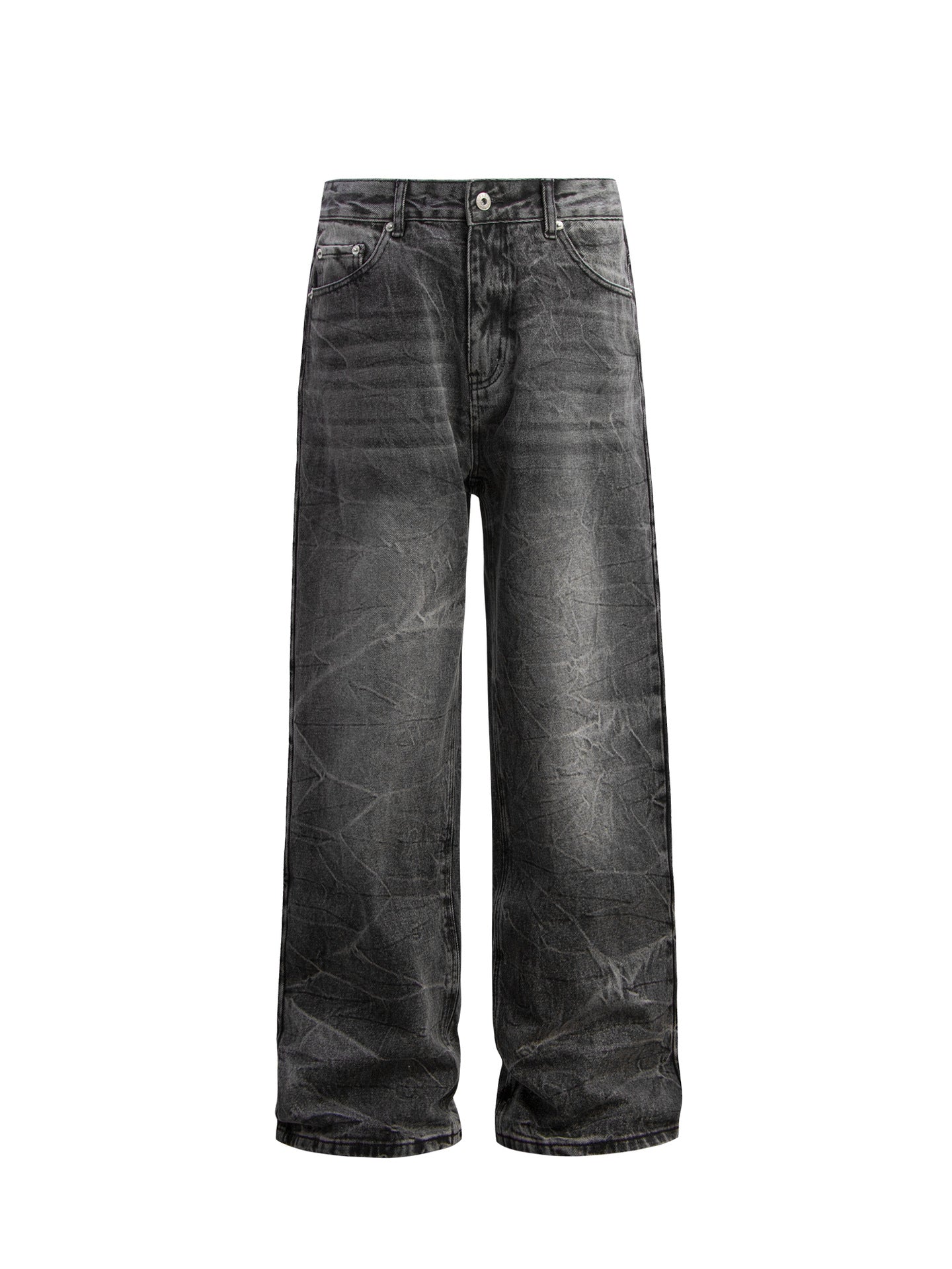 Washed Crinkle Wide Leg Denim Jeans WN26257