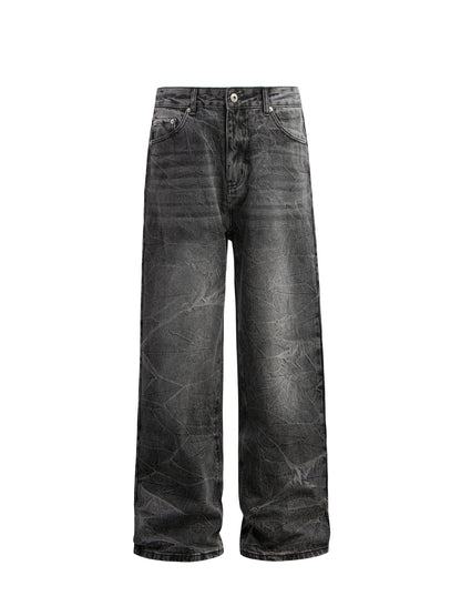 Washed Crinkle Wide Leg Denim Jeans WN26257