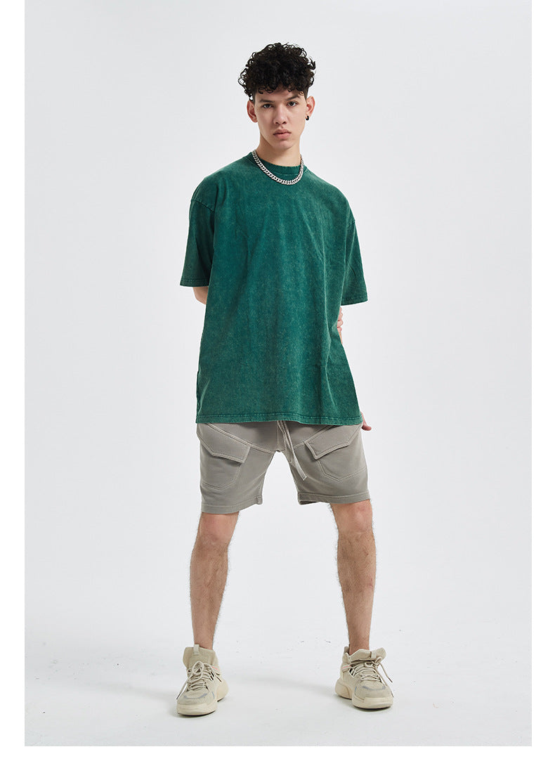 Vintage Dyed Oversize Short-sleeve T-shirt & Vintage Dyed Short Sweatpants Setup WN6631-K