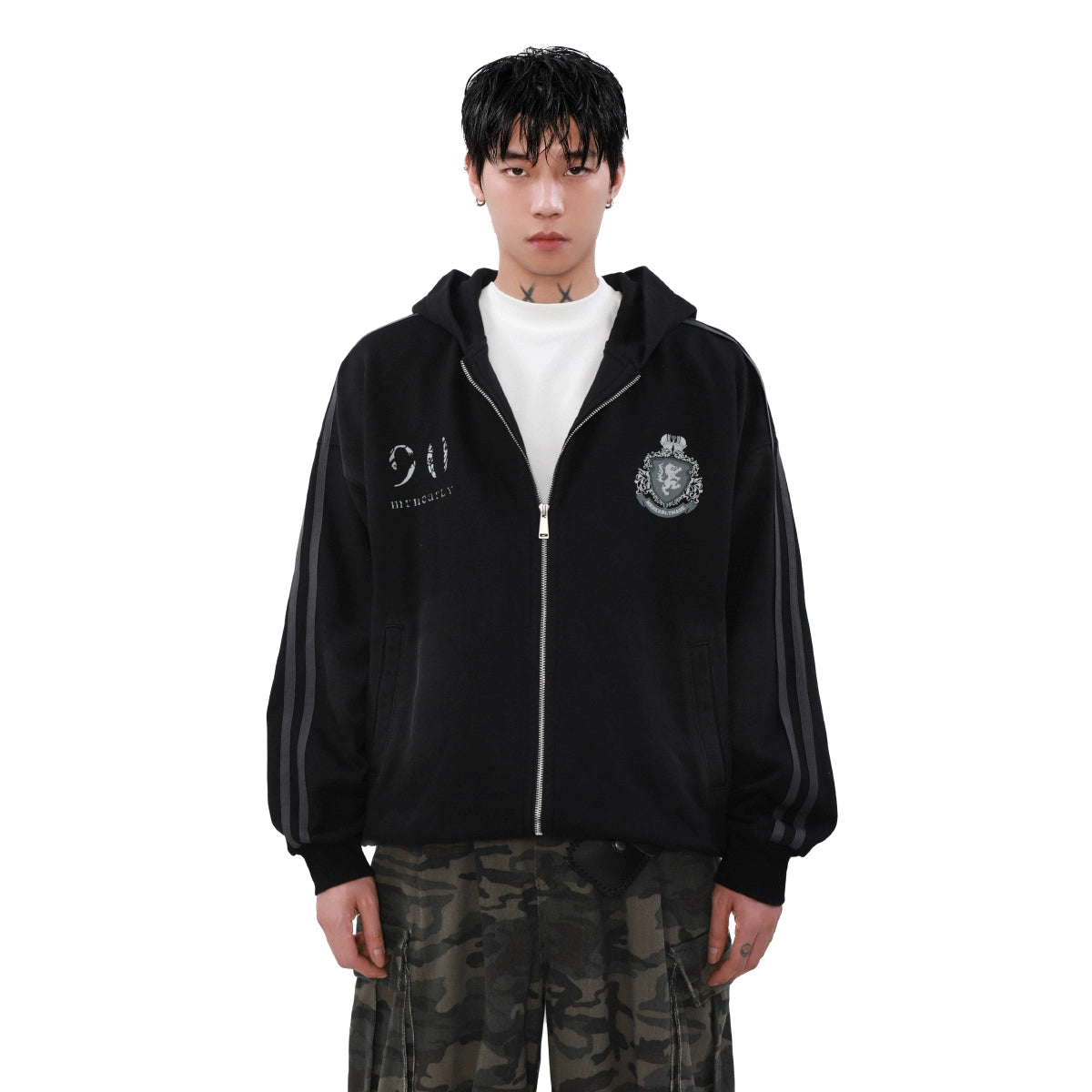 Emblem Print Zipper Hoodie WN8317