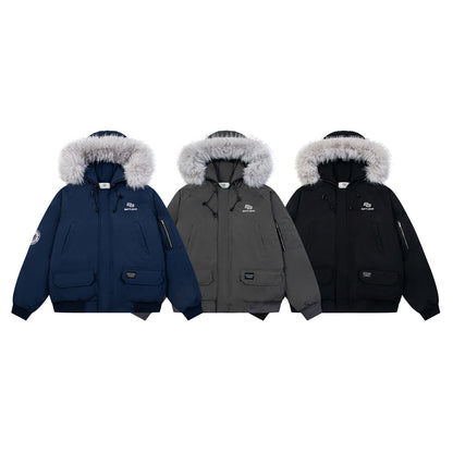 Fur Collar Hooded Workwear Padded Jacket WN11558