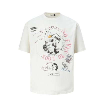 Abstract Print Oversize Short Sleeve T-Shirt WN26097
