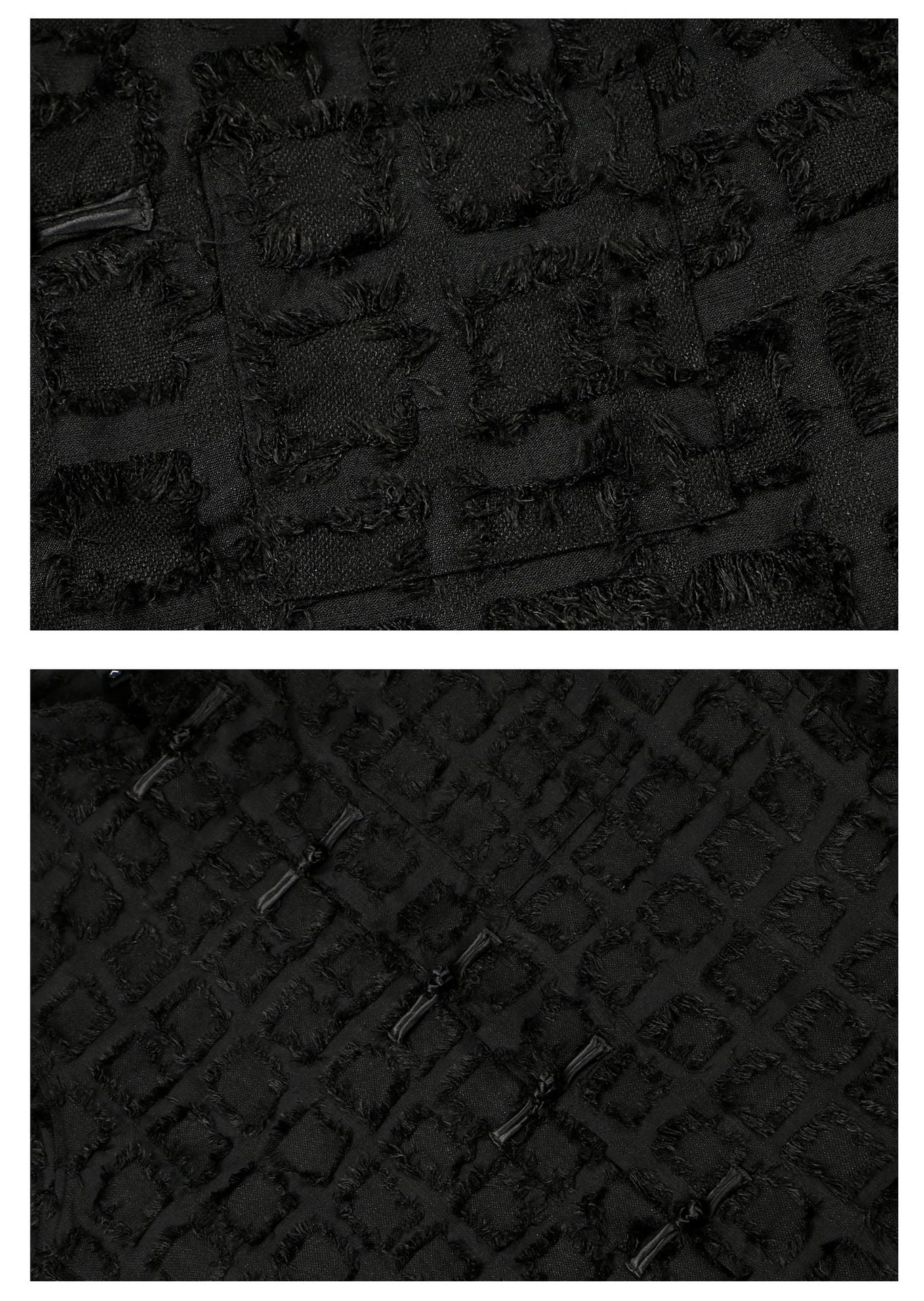 Jacquard High-Neck Frog-Button Oversize Long Sleeve Shirt WN26311