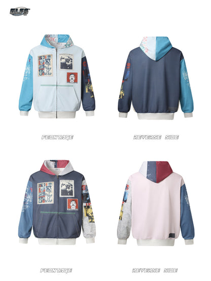 Heavyweight Patchwork Zip-Up Hoodie WN26554