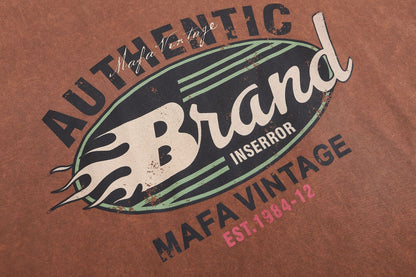 Washed Damage Letter Print Short Sleeve T-Shirt WN26919