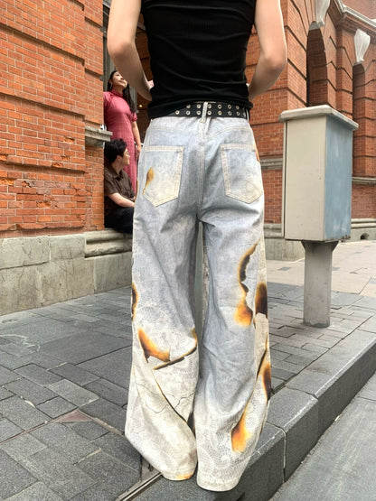 Lace Print Wide Leg Pants WN19843