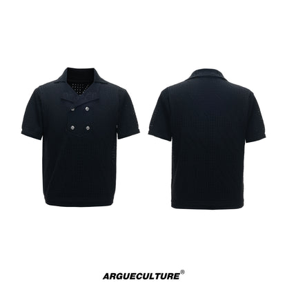 Openwork Embroidery Short Sleeve Summer Knit Shirt WN27017