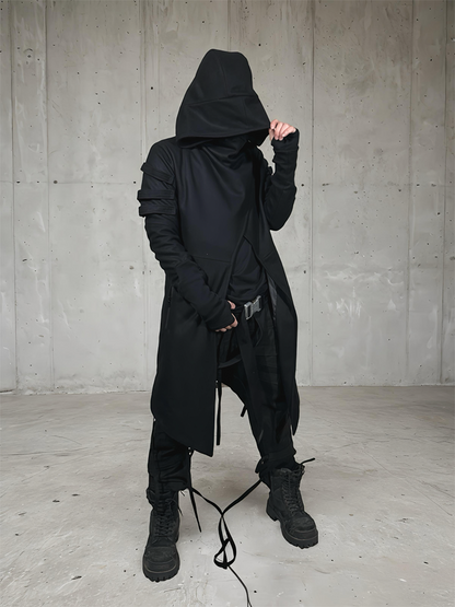 Asymmetric Hooded Deconstructed Wool Coat WN22006