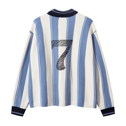 Colorblock Striped Polo Knit Sweater WN11393