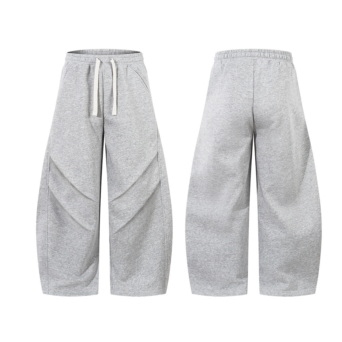 Sporty Curved Pleats Wide Leg Sweatpants WN25695