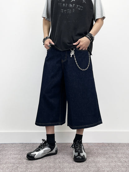 Wide Leg Half Denim Jeans WN24274