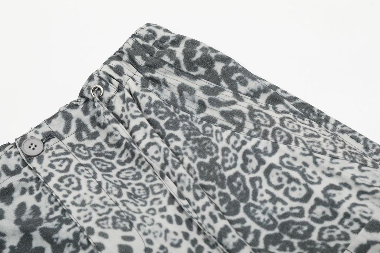 Leopard Print Paratrooper Wide-Leg Cargo Pants WN16164