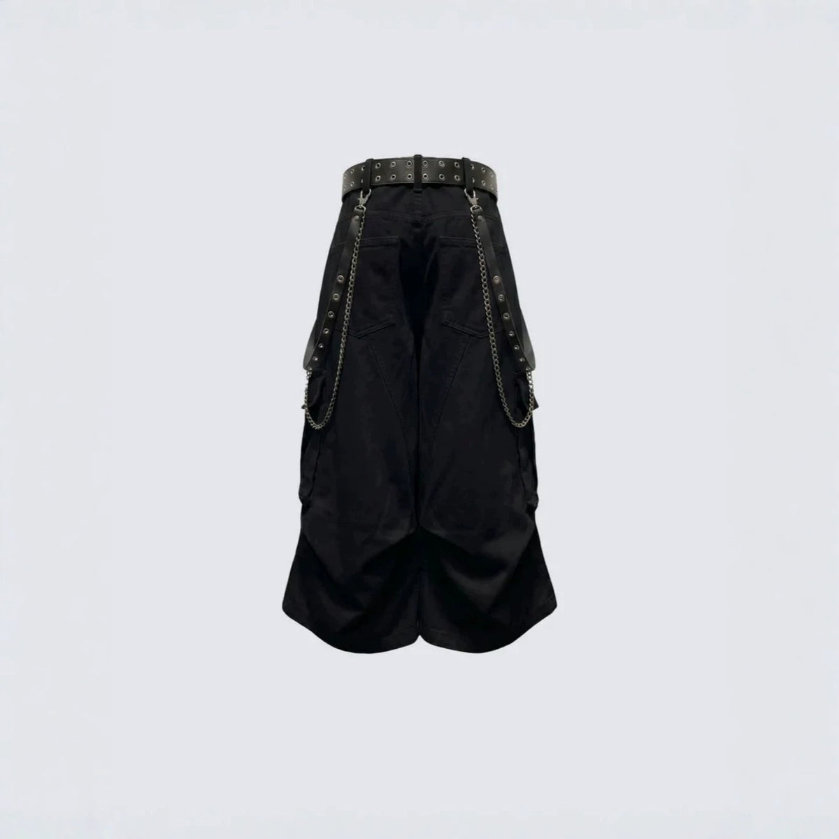 Thorn Graphic Detachable Chain Wide Leg Cargo Half Pants WN28115