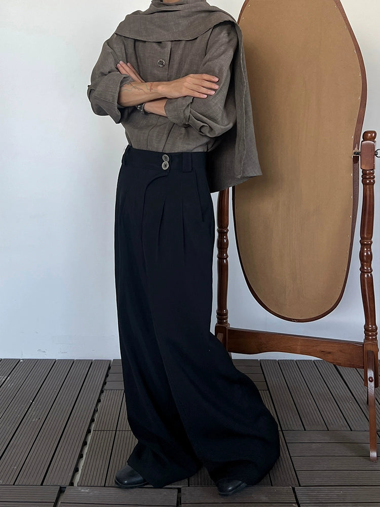 High Waist Wide Leg Straight Trousers WN20015