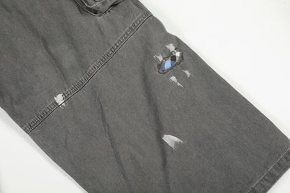 Damage Dirty Wide Leg Curved Cargo Pants WN25866