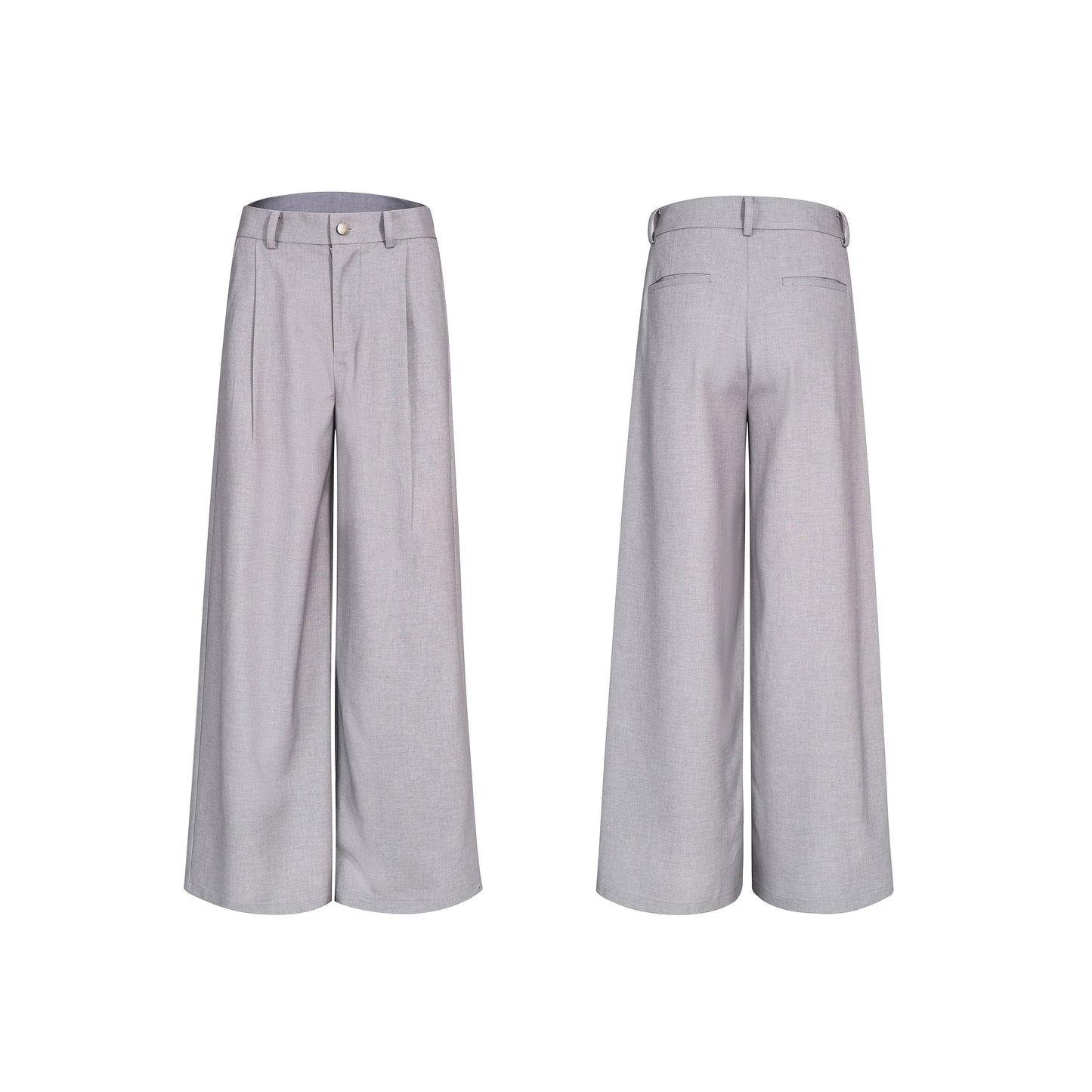 Detachable PU Leather Collar Wool Tailored Jacket & Straight Leg Pants Setup WN21772