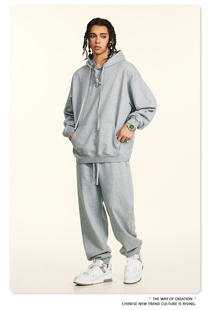 Oversize Heavyweight Pullover Hoodie & Zipper Hoodie & Sweatshirt & Pants Setup WN9930-K