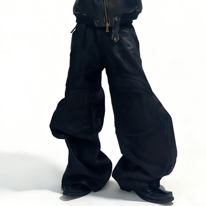 Buckle Detail Coated Wide Leg Pants WN24087