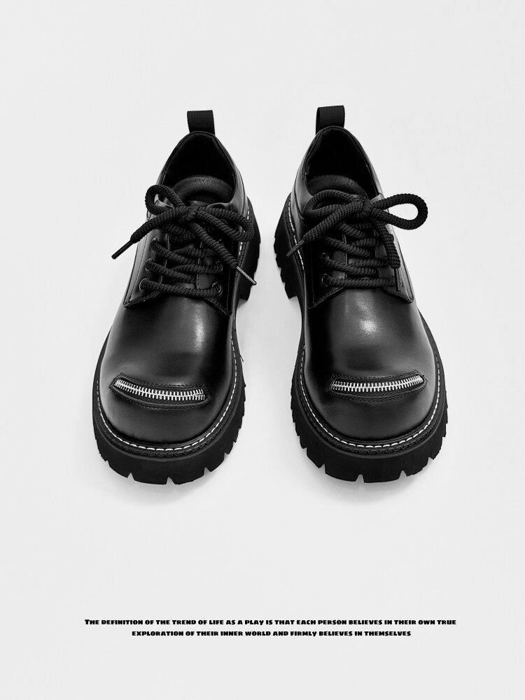 Lace Up Zipper Detail Thick Sole Shoes WN24503