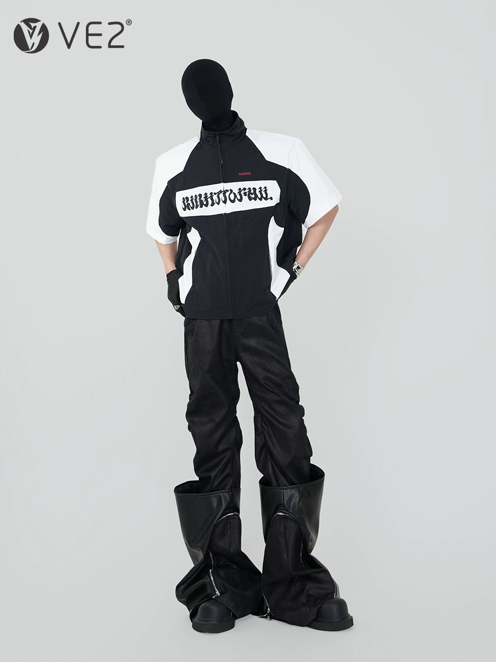 Graphic Design Zipper Short Sleeve Jacket WN17274