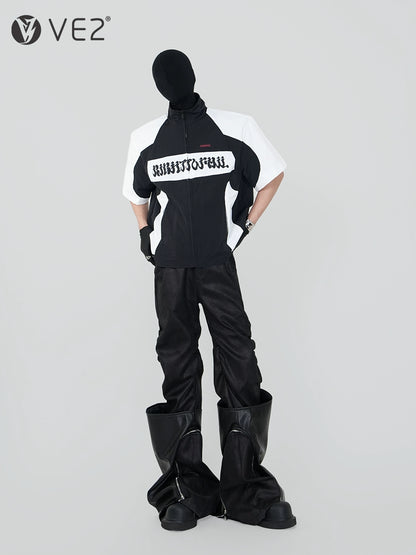 Graphic Design Zipper Short Sleeve Jacket WN17274