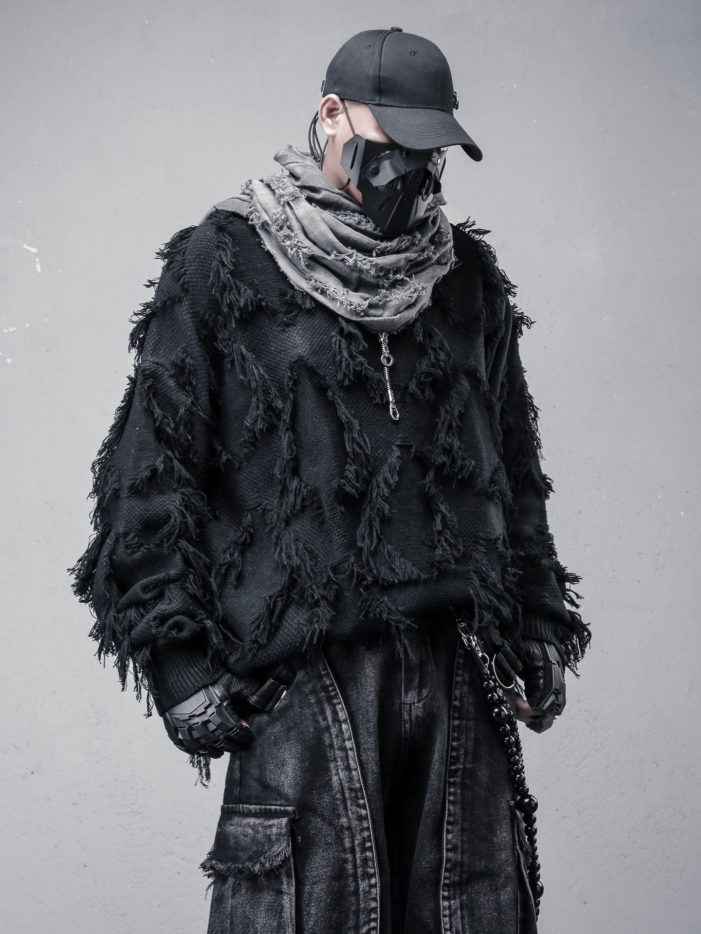 Texture Tassel Oversize Knit Sweater WN22553