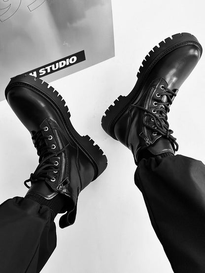 Chunky Lug Sole Platform Lace-Up Zipper Boots WN24556