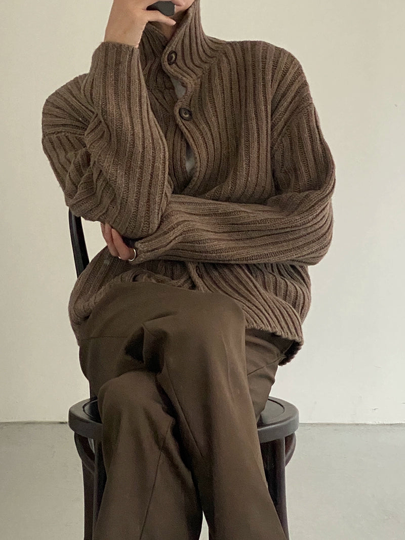 Button High-Neck Knit Cardigan WN21668