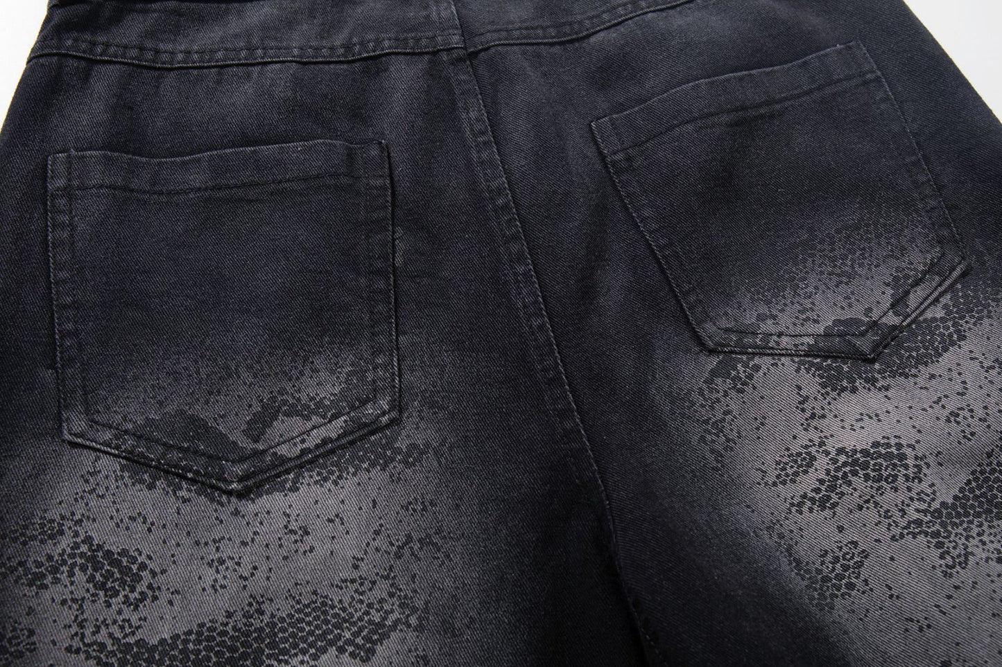 Washed Tribal Fade Wide Leg Denim Jeans WN25450